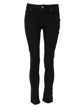 Dolce & Gabbana Schwarze Skinny Denim-Jeans aus Baumwolle mit mittlerer Taille