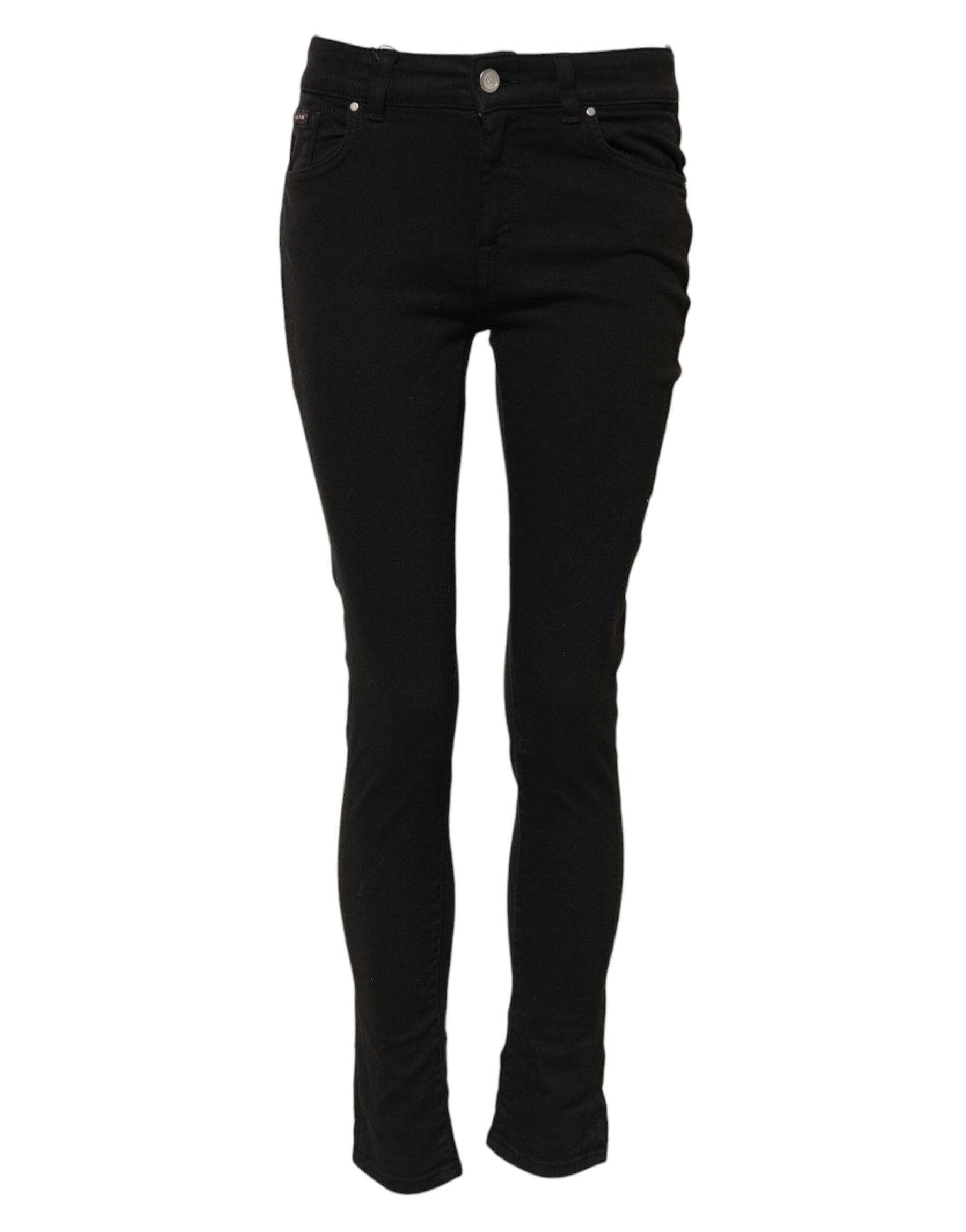 Dolce & Gabbana Schwarze Skinny Denim-Jeans aus Baumwolle mit mittlerer Taille