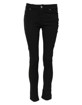 Dolce & Gabbana Schwarze Skinny Denim-Jeans aus Baumwolle mit mittlerer Taille