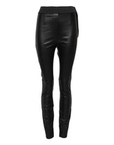 Dolce & Gabbana Schwarze Lederhose mit elastischer Taille