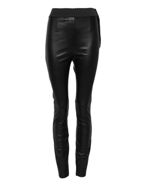 Dolce & Gabbana Schwarze Lederhose mit elastischer Taille