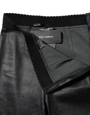 Dolce & Gabbana Schwarze Lederhose mit elastischer Taille