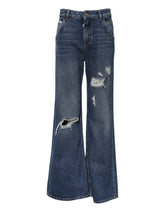 Dolce & Gabbana Blaue Baumwolljeans mit weitem Bein aus zerrissenem Denim