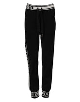 Dolce & Gabbana Schwarze Baumwoll-Jogger-Hose mit Logo-Taille