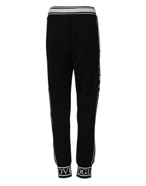 Dolce & Gabbana Schwarze Baumwoll-Jogger-Hose mit Logo-Taille