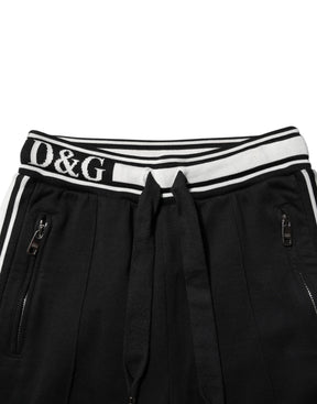 Dolce & Gabbana Schwarze Baumwoll-Jogger-Hose mit Logo-Taille