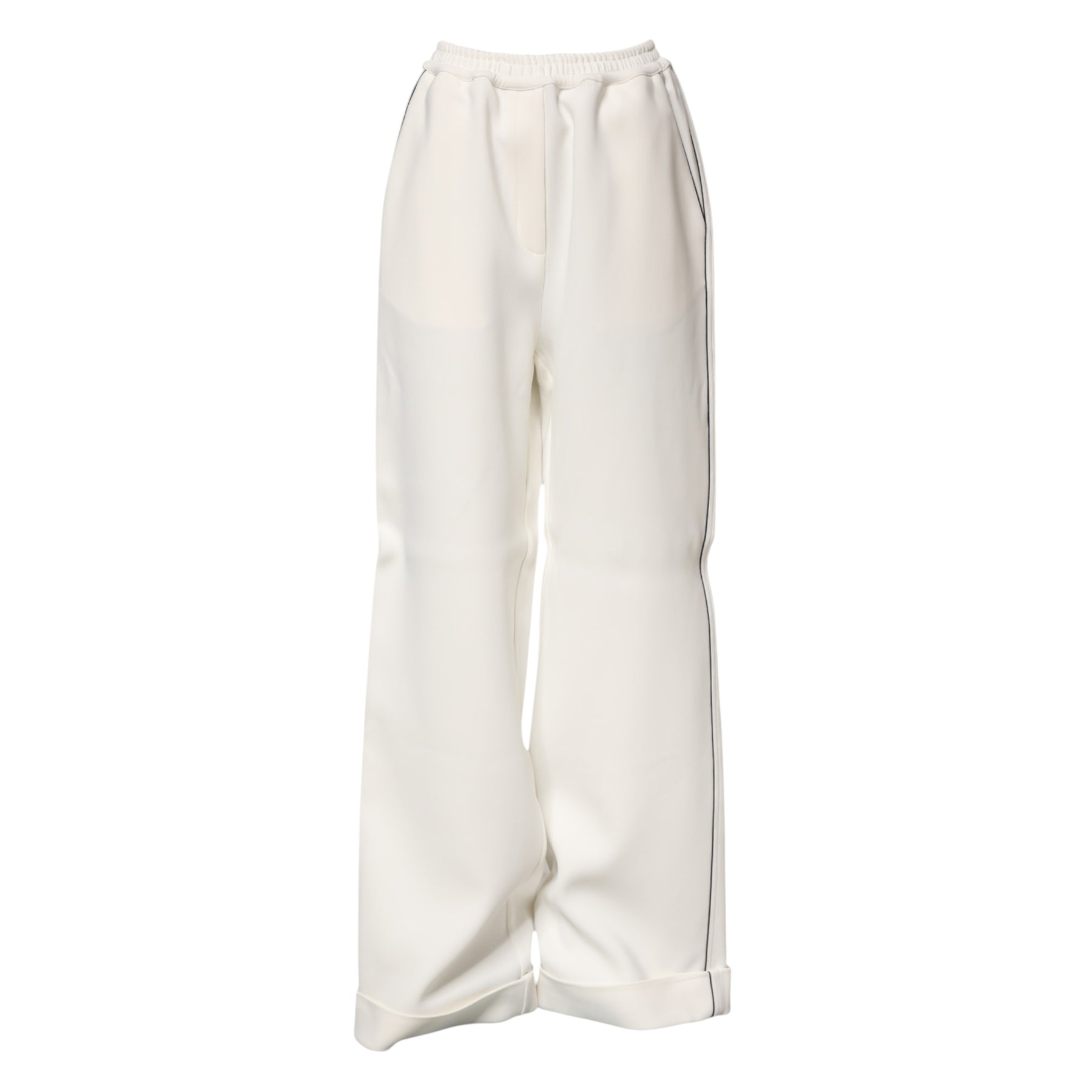 Dolce & Gabbana Weiße Viskose-Hose mit weitem Bein zum Anziehen