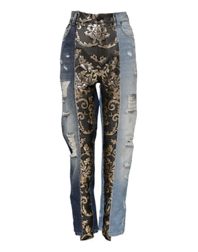 Dolce & Gabbana Mehrfarbige konisch zulaufende Denim-Jeans mit Patchwork