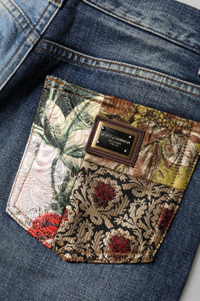 Dolce & Gabbana Mehrfarbige konisch zulaufende Denim-Jeans mit Patchwork