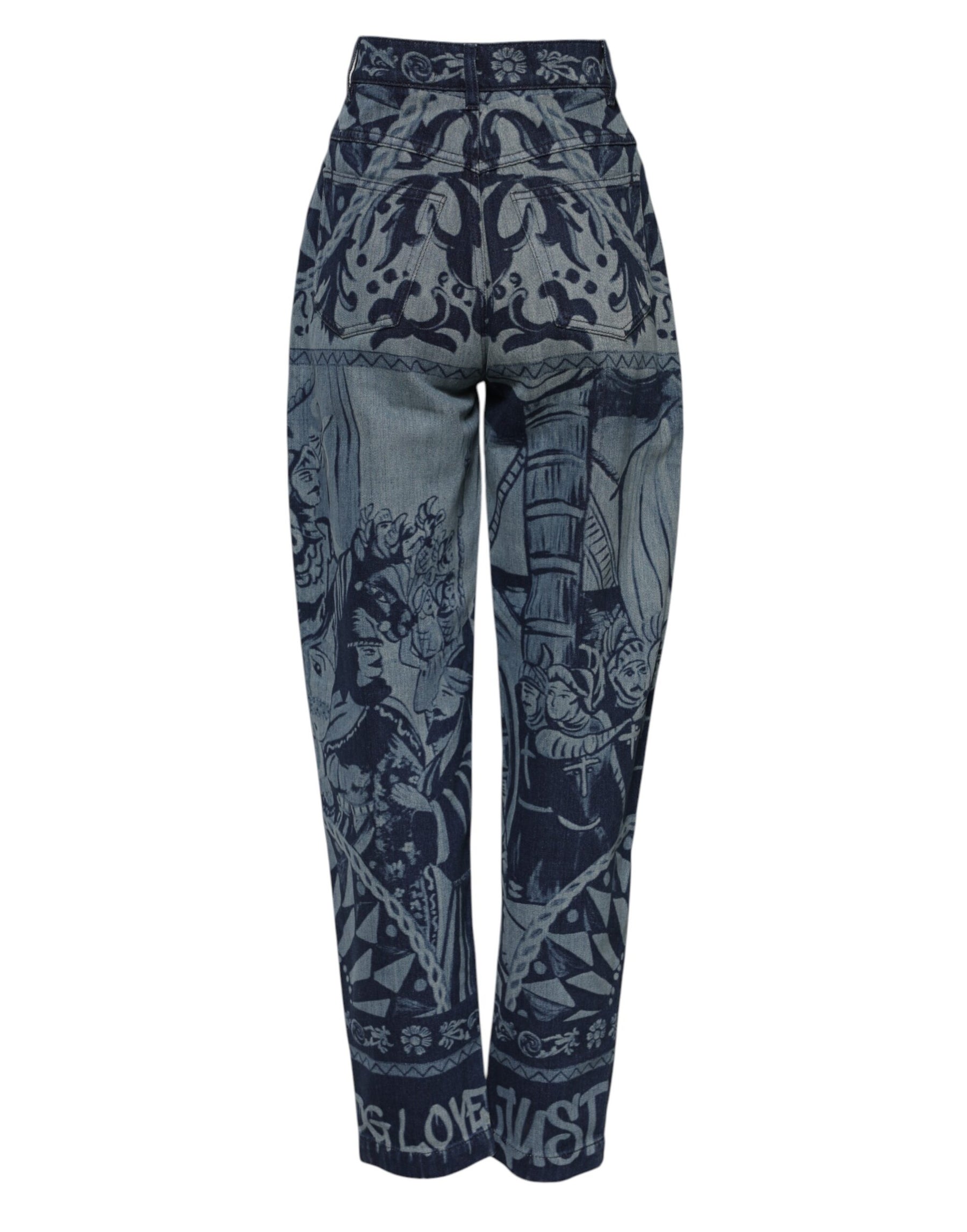 Dolce & Gabbana Blaue Graphic Print Tapered Denim Jeans