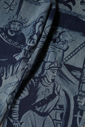 Dolce & Gabbana Blaue Graphic Print Tapered Denim Jeans
