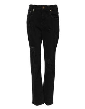 Dolce & Gabbana Schwarze Boyfriend Denim-Jeans aus Baumwolle mit Schlag