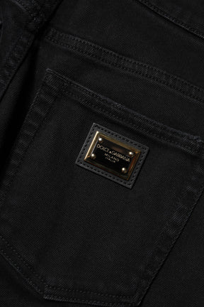 Dolce & Gabbana Schwarze Boyfriend Denim-Jeans aus Baumwolle mit Schlag