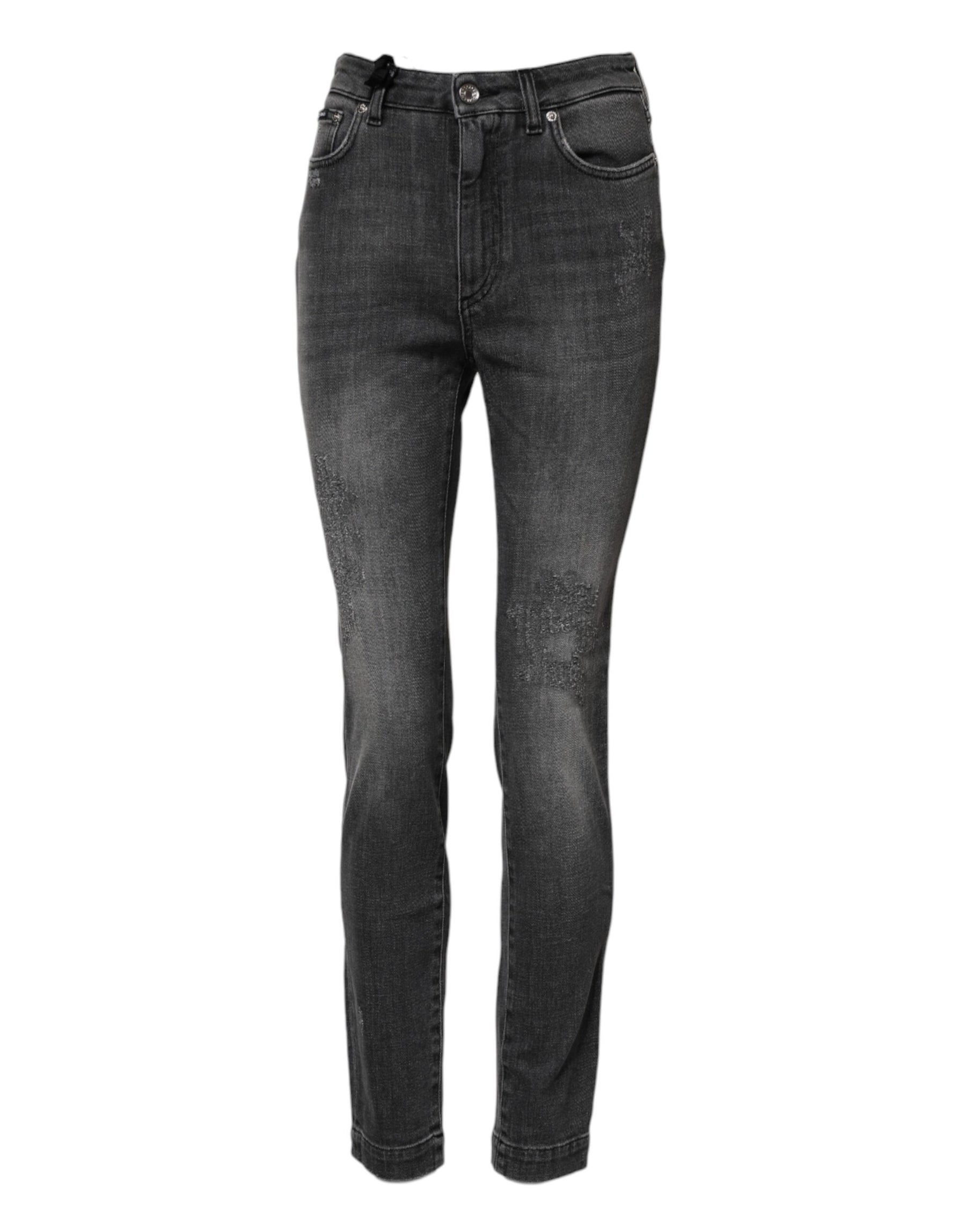 Dolce & Gabbana Dunkelgraue AUDREY Baumwoll-Skinny-Jeans aus Denim