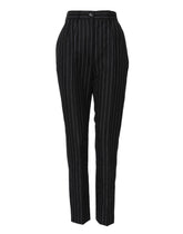 Dolce & Gabbana Schwarz gestreifte Tapered Pants mit hoher Taille