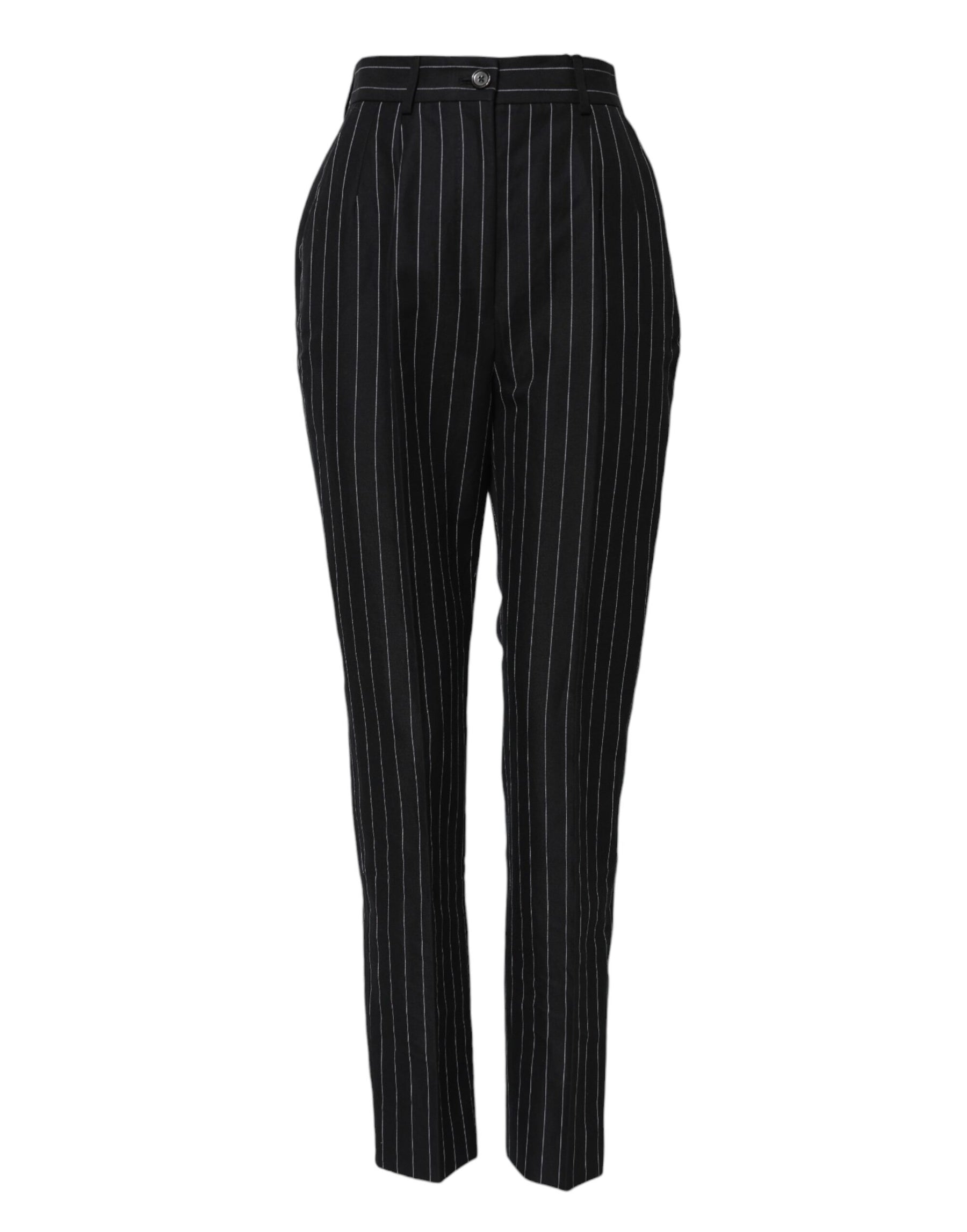 Dolce & Gabbana Schwarz gestreifte Tapered Pants mit hoher Taille