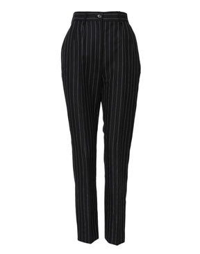 Dolce & Gabbana Schwarz gestreifte Tapered Pants mit hoher Taille
