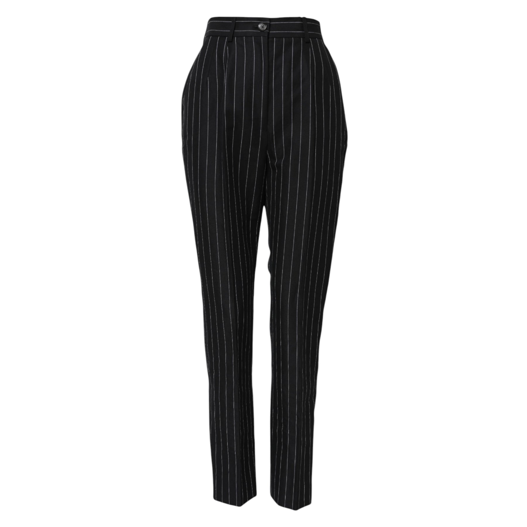 Dolce & Gabbana Schwarz gestreifte Tapered Pants mit hoher Taille