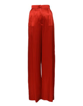 Dolce & Gabbana Rote Satinhose mit hoher Taille und weitem Bein