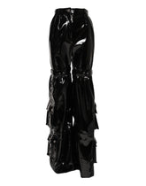 Dolce & Gabbana Schwarze Cargo-Bootcut-Hose mit hoher Taille