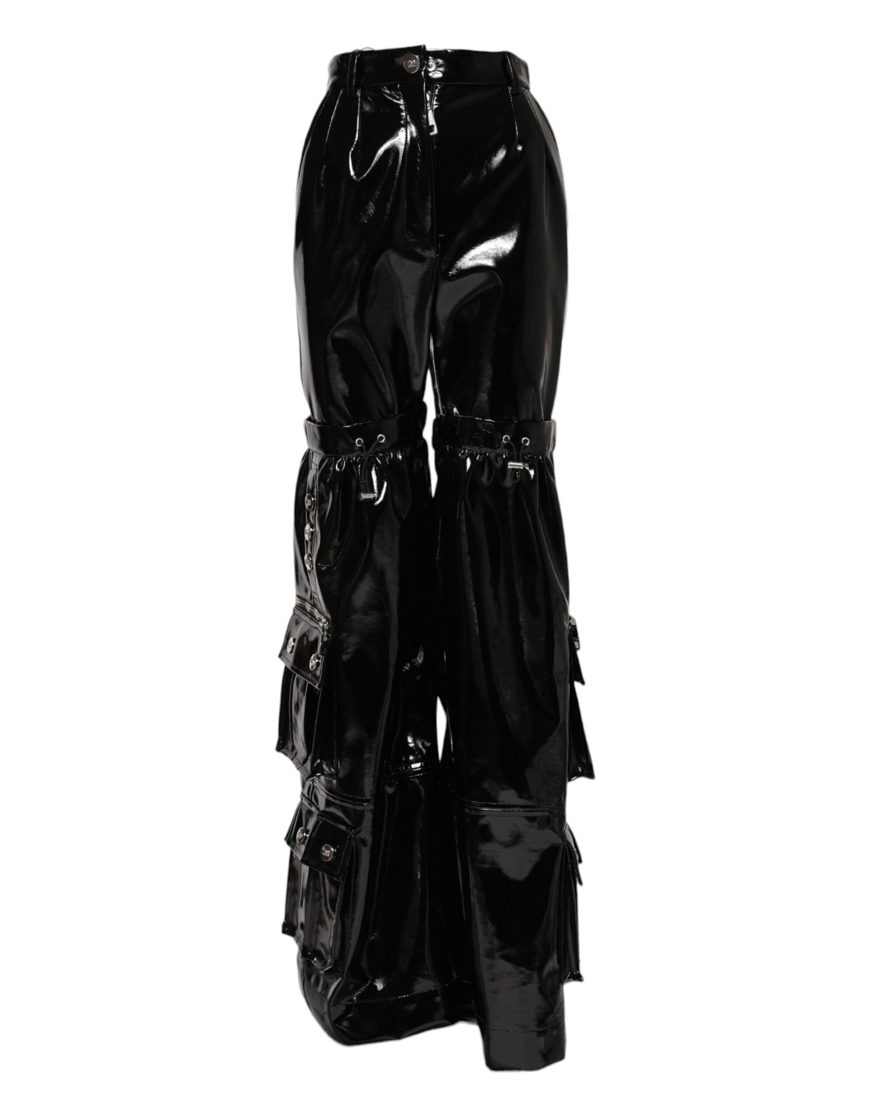 Dolce & Gabbana Schwarze Cargo-Bootcut-Hose mit hoher Taille