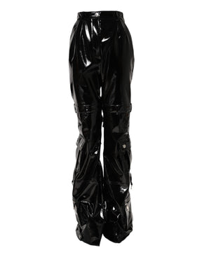 Dolce & Gabbana Schwarze Cargo-Bootcut-Hose mit hoher Taille