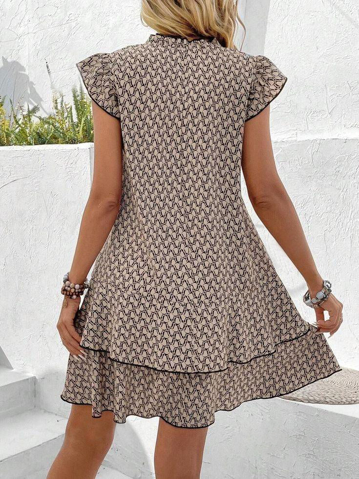 Retro Brown Sleeveless Mini Dress - Frühlings-Chic mit Vintage-Charme