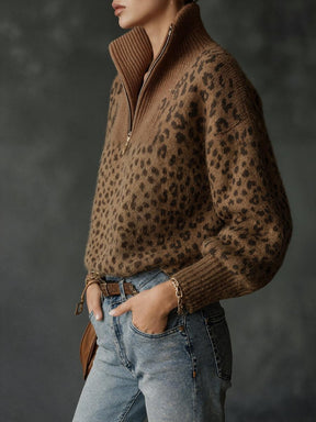 Stylischer Leopard Print Sweater - Herbstlicher Luxus & Komfort
