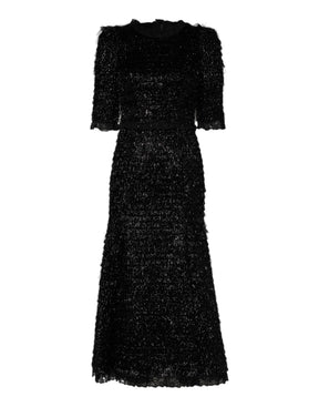 Dolce & Gabbana Schwarzes Metallic-Polyester-Midikleid in A-Linie