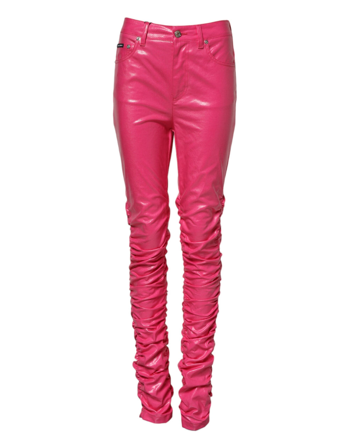Dolce & Gabbana Rosa Baumwoll-Skinny-Jeans mit hoher Taille