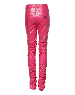 Dolce & Gabbana Rosa Baumwoll-Skinny-Jeans mit hoher Taille