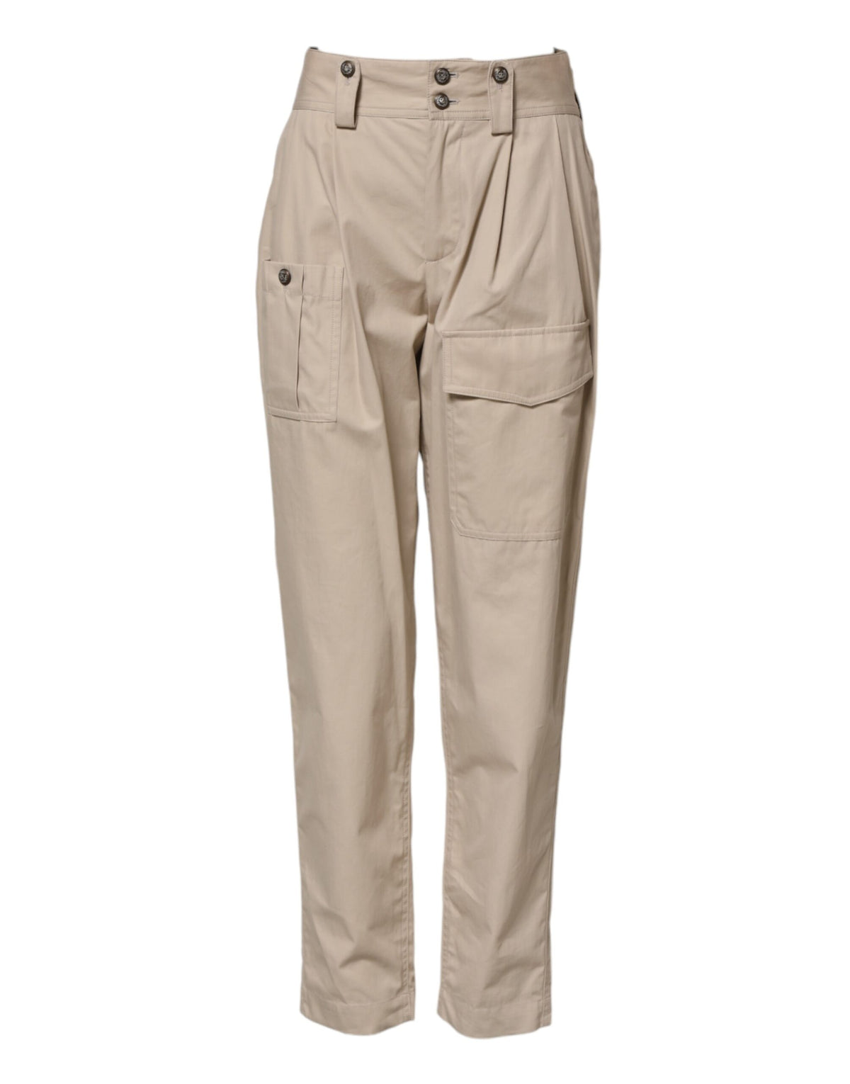 Dolce & Gabbana Beigefarbene Hose mit hoher Taille aus Baumwolle