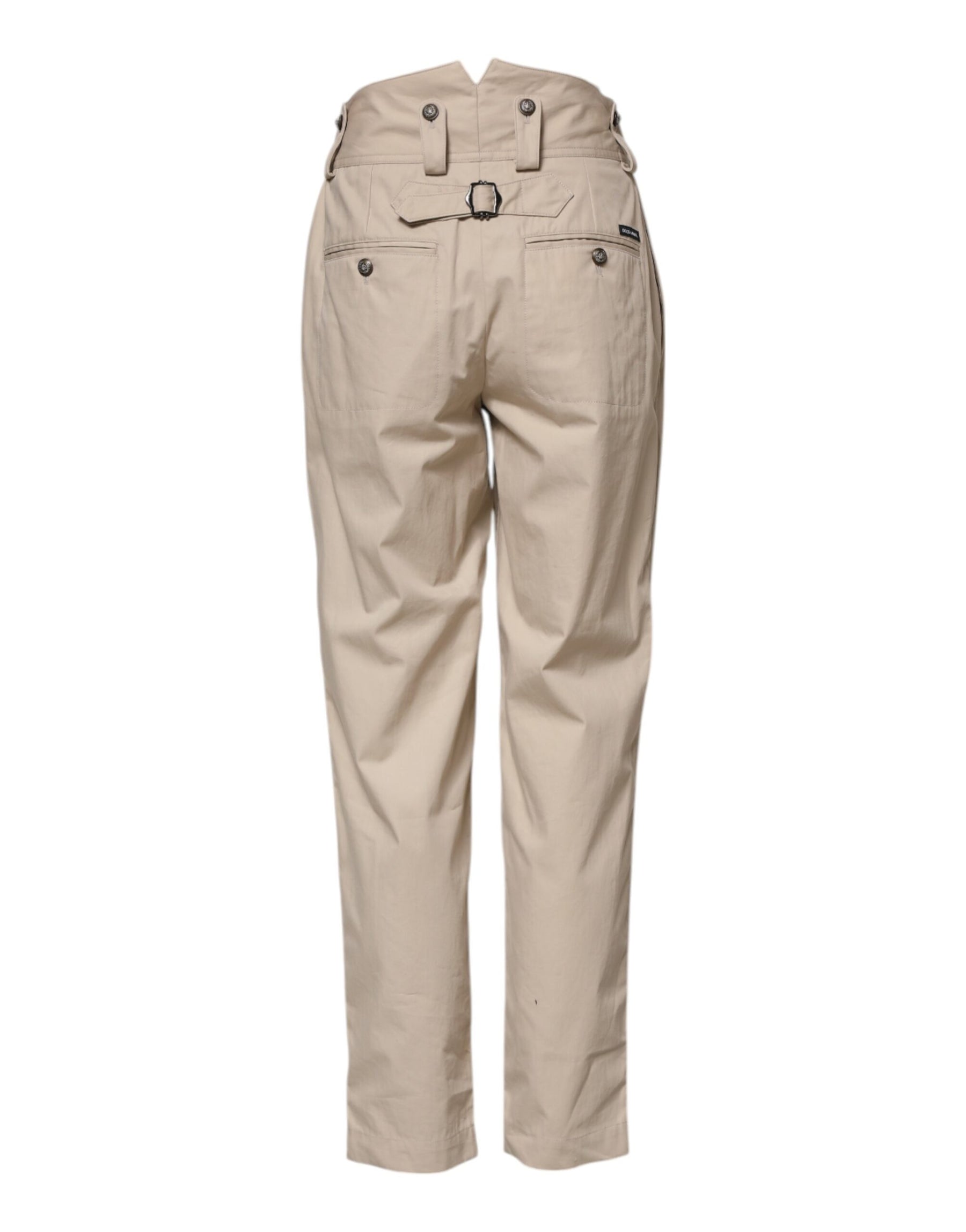 Dolce & Gabbana Beigefarbene Hose mit hoher Taille aus Baumwolle