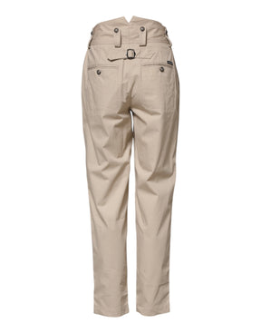 Dolce & Gabbana Beigefarbene Hose mit hoher Taille aus Baumwolle
