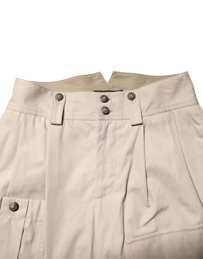 Dolce & Gabbana Beigefarbene Hose mit hoher Taille aus Baumwolle