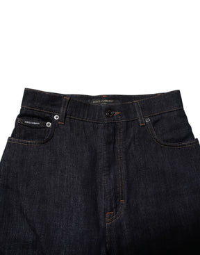 Dolce & Gabbana Blaue Baumwolljeans mit ausgestelltem Bund