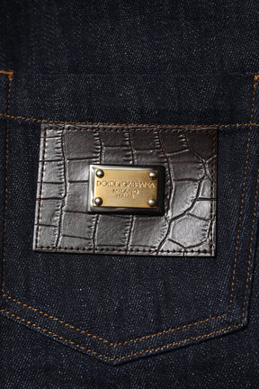 Dolce & Gabbana Blaue Baumwolljeans mit ausgestelltem Bund
