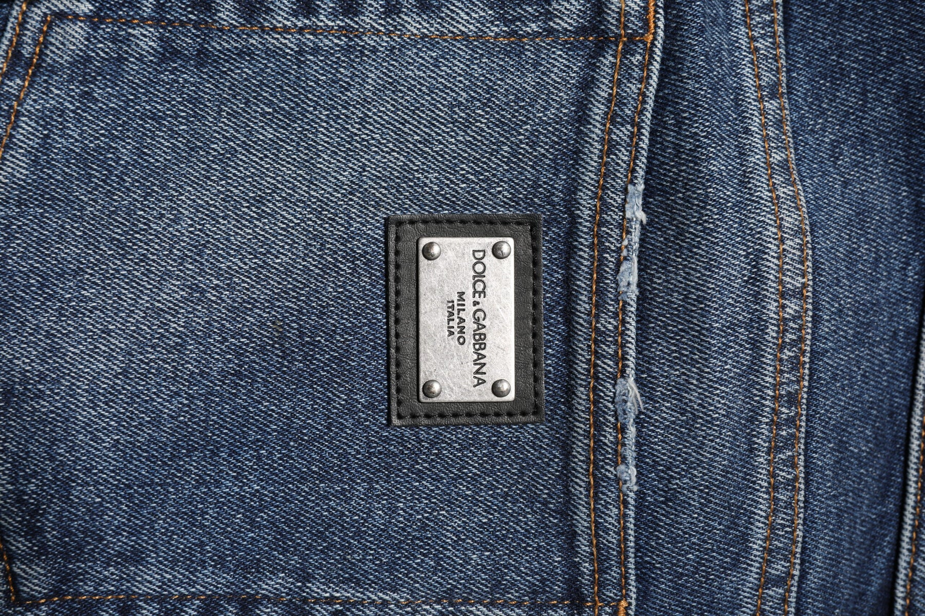 Dolce & Gabbana Blaue Straight Denim Jeans mit mittlerer Taille aus Baumwolle