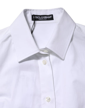 Dolce & Gabbana Weißes Baumwollhemd mit langen Ärmeln und Kragen