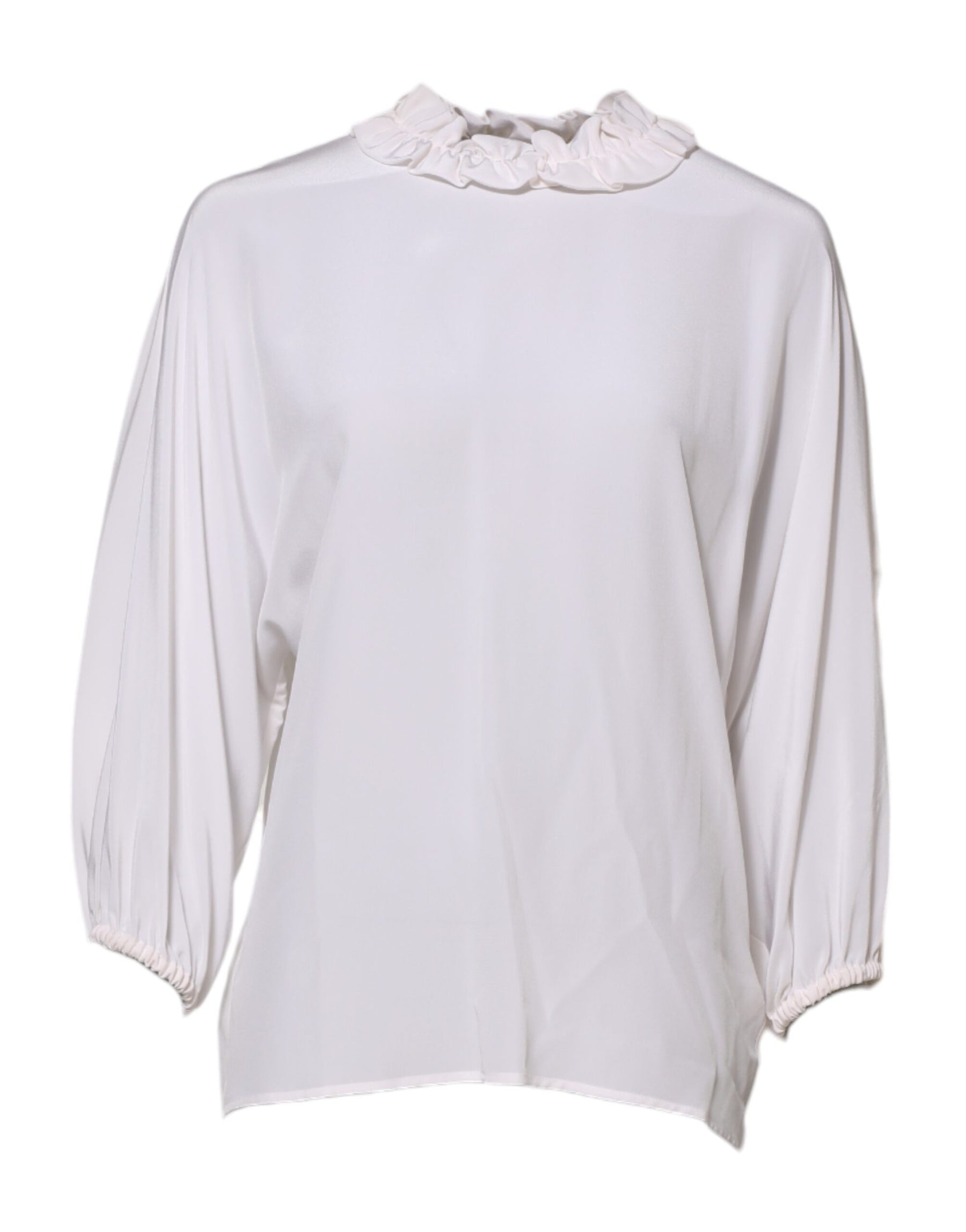 Dolce & Gabbana Weiße Bluse mit gerafftem Ausschnitt Pullover-Oberteil