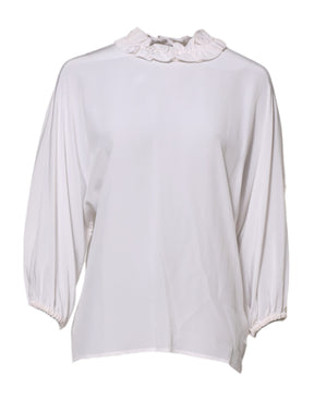 Dolce & Gabbana Weiße Bluse mit gerafftem Ausschnitt Pullover-Oberteil