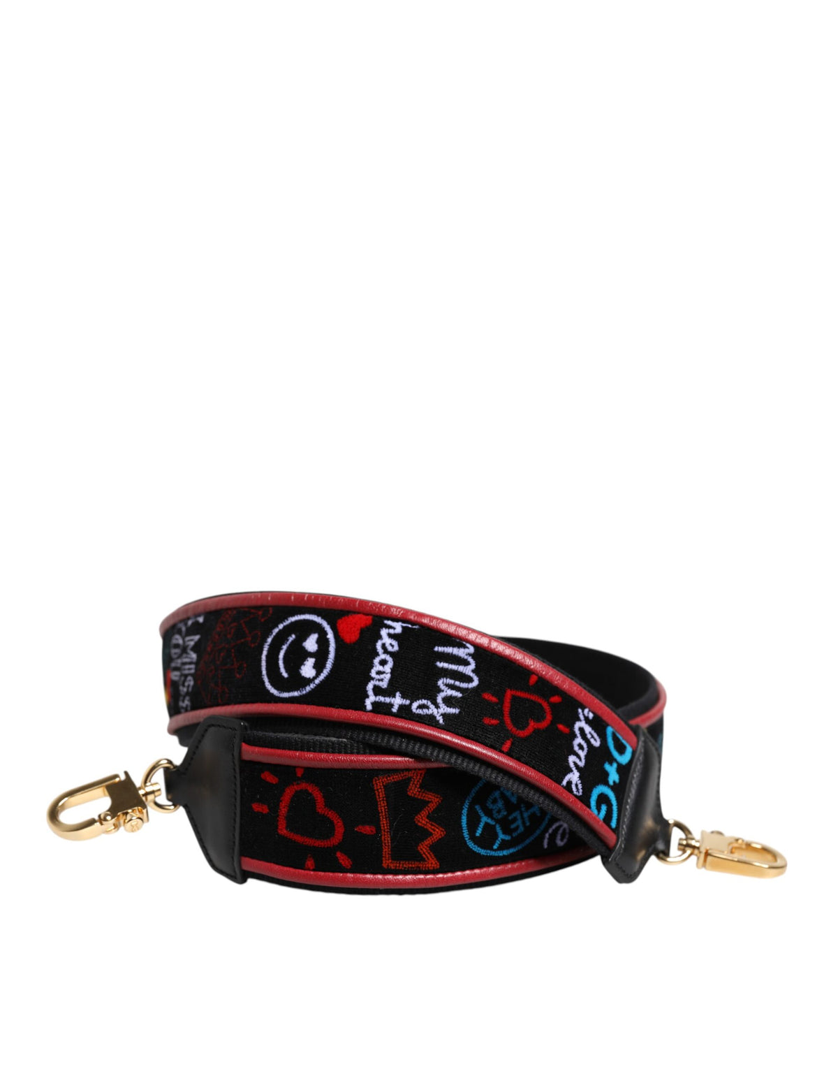 Dolce & Gabbana Schwarz Baumwolle Bedruckte Frauen Tasche Accessoire Schulterriemen