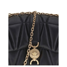 Versace Schwarze Kalbshaut Bos Taurus Schultertasche