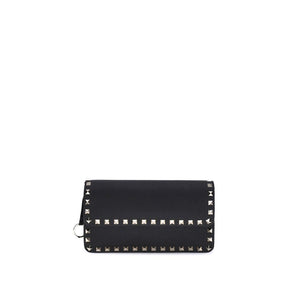 Valentino Garavani Schwarze Clutch-Tasche aus Kalbsleder Bos Taurus