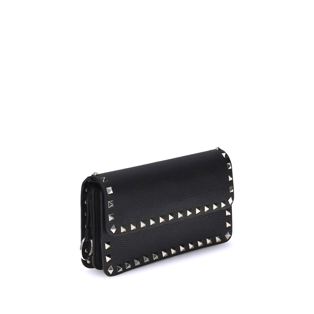 Valentino Garavani Schwarze Clutch-Tasche aus Kalbsleder Bos Taurus