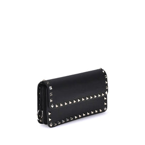 Valentino Garavani Schwarze Clutch-Tasche aus Kalbsleder Bos Taurus