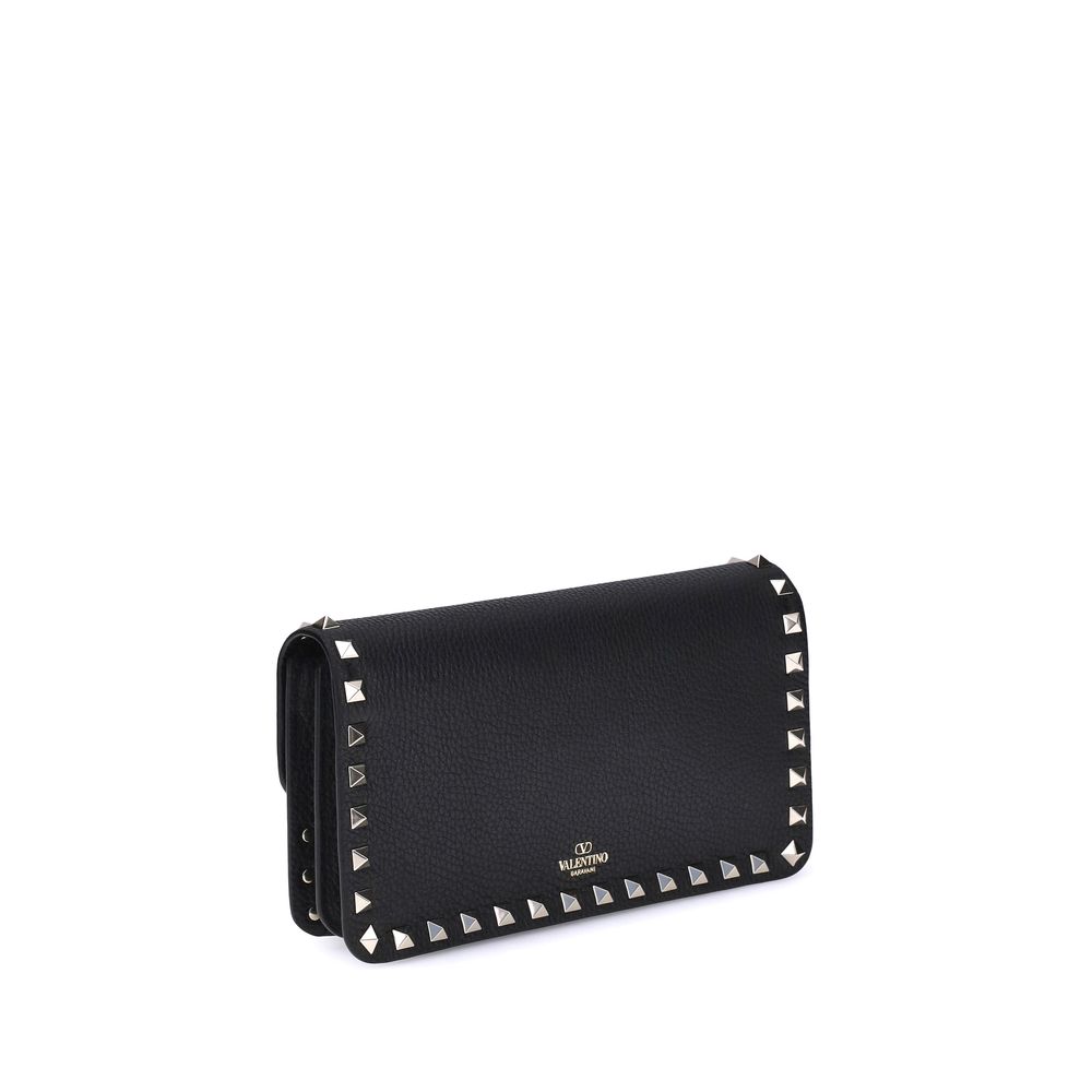 Valentino Garavani Schwarze Clutch-Tasche aus Kalbsleder Bos Taurus