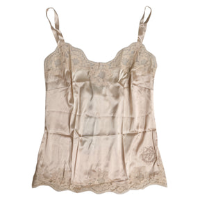 Dolce & Gabbana Beige Spitze Seide Satin Tank Dessous Unterwäsche