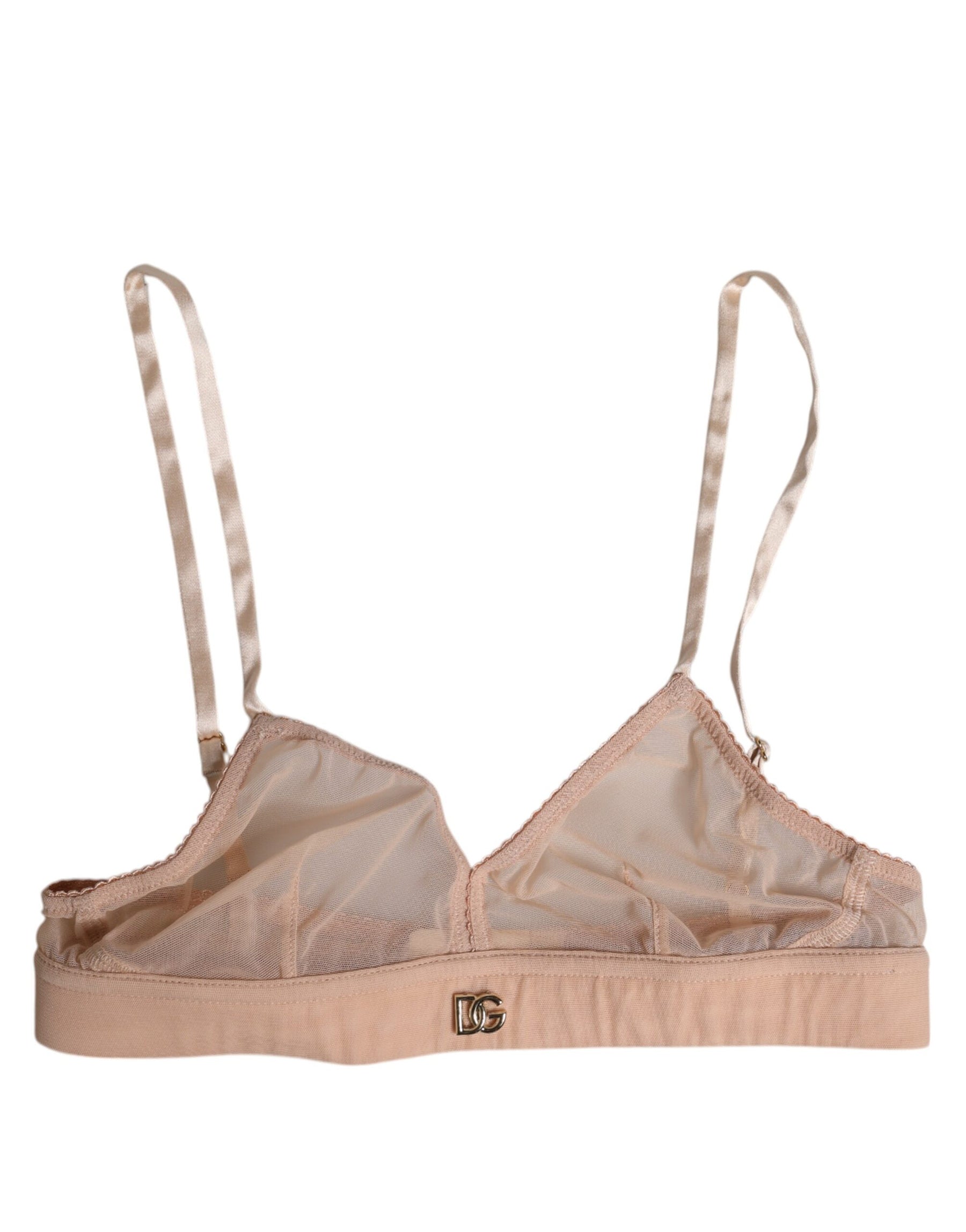 Dolce & Gabbana Puderrosa Nylon DG Logo Bügelfreier BH Unterwäsche