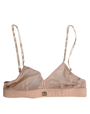 Dolce & Gabbana Puderrosa Nylon DG Logo Bügelfreier BH Unterwäsche